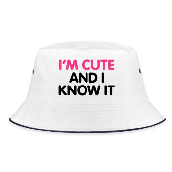 I'm cute and i know it - Bucket Hat - Weiß/Navy - Vorne