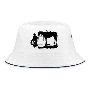Cowboy  - Bucket Hat - Weiß/Navy - Vorne
