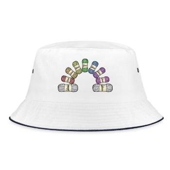Rainbow or yarn - Bucket Hat - white/navy - Front
