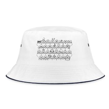 Lustige Katzen - Funny cats - Bucket Hat - Weiß/Navy - Vorne