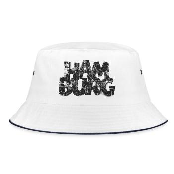 HAMBURG (Distressed Schwarz) - Bucket Hat - Weiß/Navy - Vorne