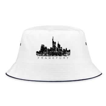 Frankfurter Skyline (Vintage/Schwarz) Frankfurt - Bucket Hat - Weiß/Navy - Vorne