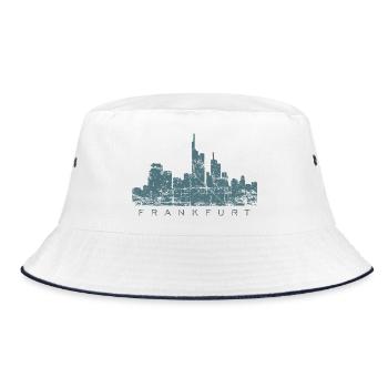 Frankfurter Skyline (Vintage/Blau) Frankfurt - Bucket Hat - Weiß/Navy - Vorne