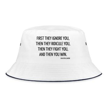 Quote - Life - Love - Happiness - Citation - Zitat - Bucket Hat - white/navy - Front