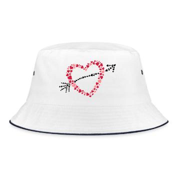 Großes Herz mit Pfeil aus vielen Herzen - Bucket Hat - Weiß/Navy - Vorne