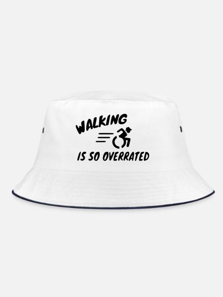Walking is overrated for wheelchair riders # - Bucket Hat - white/navy - Front