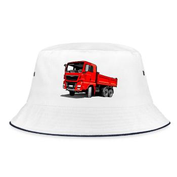 LKW rot - Bucket Hat - Weiß/Navy - Vorne