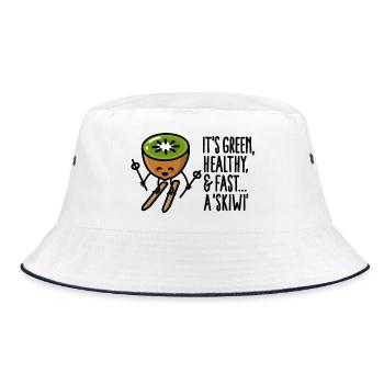It's green healthy and fast skiwi Skifahren Kiwi - Bucket Hat - Weiß/Navy - Vorne
