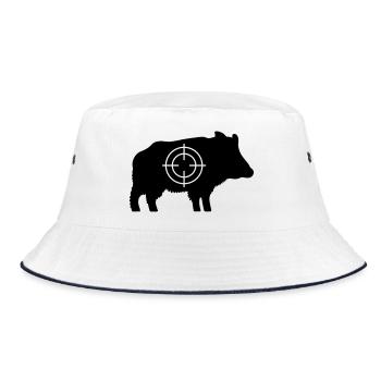 Wildschwein mit Fadenkreuz - Bucket Hat - Weiß/Navy - Vorne