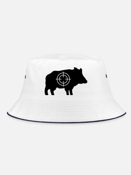 Wildschwein mit Fadenkreuz - Bucket Hat - Weiß/Navy - Vorne