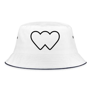 Herz doppelt Verbundenheit Icon Kontur - Bucket Hat - Weiß/Navy - Vorne