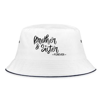 Bruder und Schwester - Bucket Hat - Weiß/Navy - Vorne