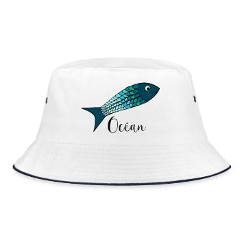 OCEAN. SEA. ECOLOGY. SARDINE. FISH. - Bucket Hat - white/navy - Front