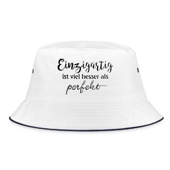 Einzigartig - Bucket Hat - Weiß/Navy - Vorne