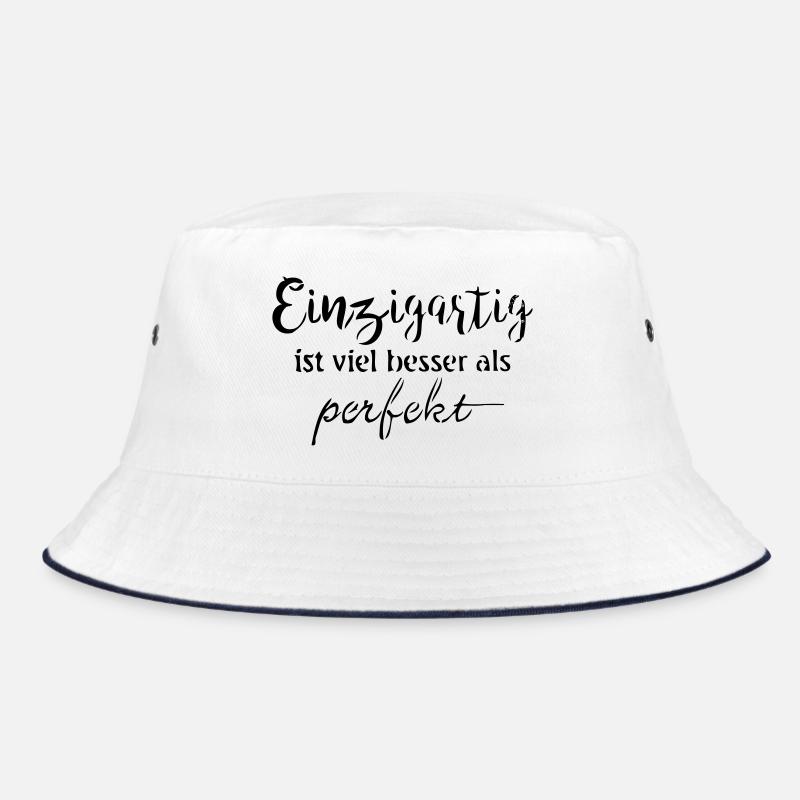 Einzigartig - Bucket Hat - Weiß/Navy