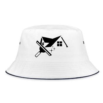 Glaze washer house and tractor - Bucket Hat - white/navy - Front