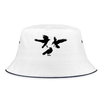 Three raven crows - Bucket Hat - white/navy - Front