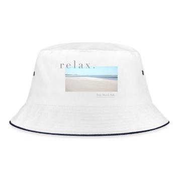 Relax – Sea Sand Salt - Bucket Hat - Weiß/Navy - Vorne