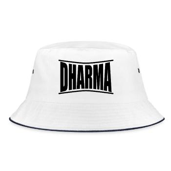 T-Shirt Dharma T-Shirt Geschenkidee - Bucket Hat - Weiß/Navy - Vorne