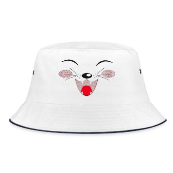lachendes katzengesicht, lustige Tees - Bucket Hat - Weiß/Navy - Vorne