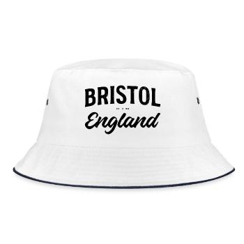 Bristol England Lettering Vintage - Bucket Hat - white/navy - Front