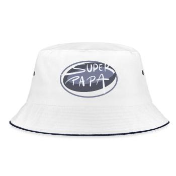 Super Papa - Bucket Hat - Weiß/Navy - Vorne