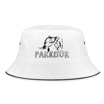 Parkour Symbol freerunning backflip somersault graphic - Bucket Hat - white/navy - Front