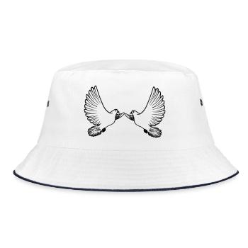 Zwei Tauben transparent - Bucket Hat - Weiß/Navy - Vorne