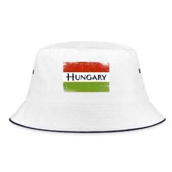 HUNGARY Schriftzug dreckig - Bucket Hat - Weiß/Navy - Vorne
