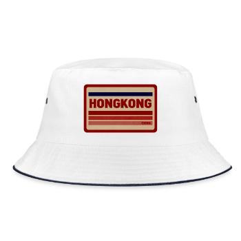Hongkong Retro Schild - Bucket Hat - Weiß/Navy - Vorne