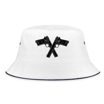 Two crossed military pistol 38 Colt - Bucket Hat - white/navy - Front