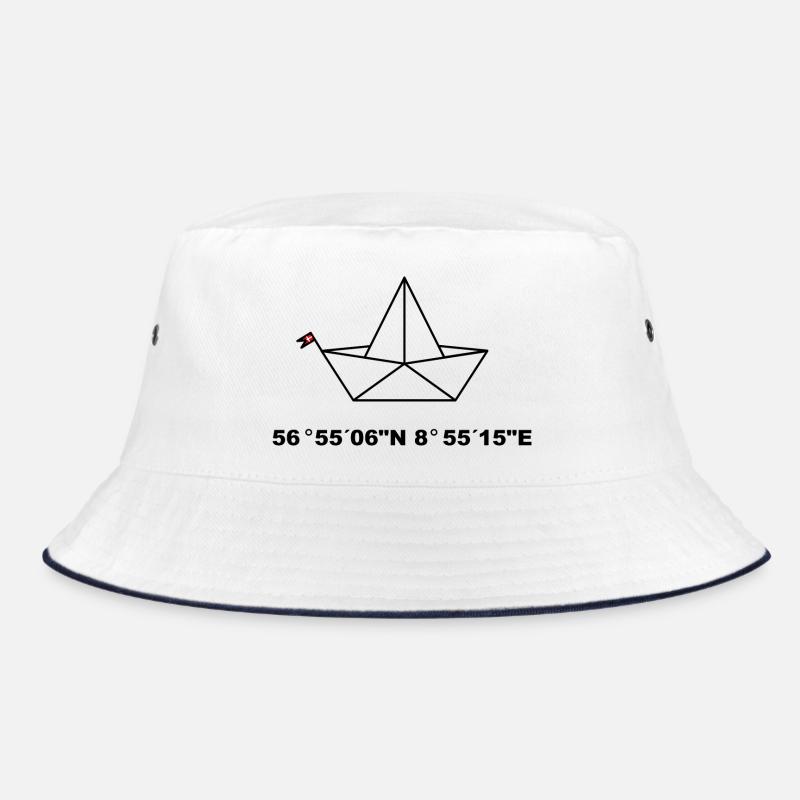 Folding boat, Ejerslev Havn coordinates design Bucket Hat