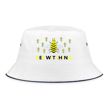 Bee Witching Pagan Bee and Pentacle Daffodils - Bucket Hat - white/navy - Front