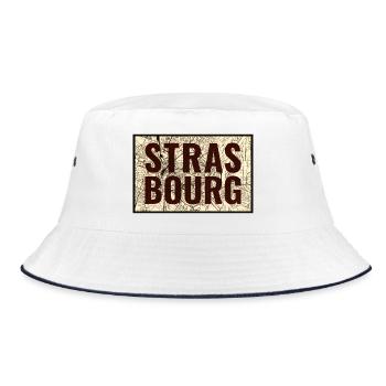 Strasbourg City Map Print - Bucket Hat - white/navy - Front