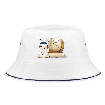Nicki Schneck zwinkert cool - Bucket Hat - Weiß/Navy - Vorne