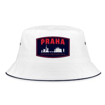 Praha Skyline Silhouette - Bucket Hat - white/navy - Front