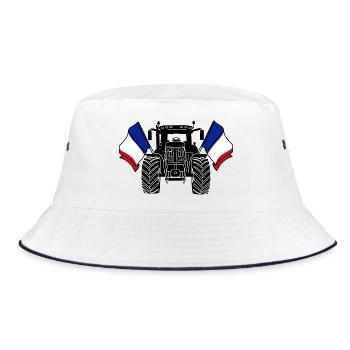 Tracteur deux drapeaux France - Bob - blanc/marine - Devant