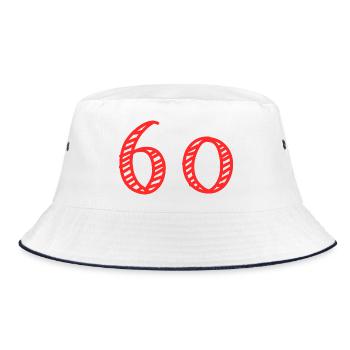 60. 60 JAHRE. 60-JÄHRIGES JUBILÄUM. 60. GEBURTSTAG. - Bucket Hat - Weiß/Navy - Vorne