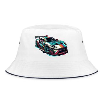 Sportwagen - Bucket Hat - Weiß/Navy - Vorne