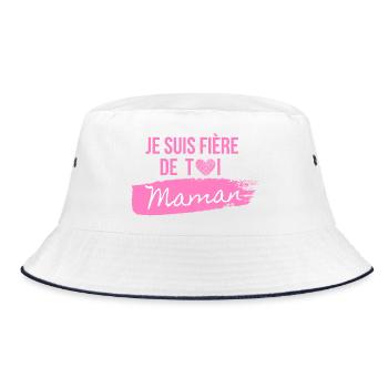 Rosa Herz Mama Pride T-Shirt - Bucket Hat - Weiß/Navy - Vorne