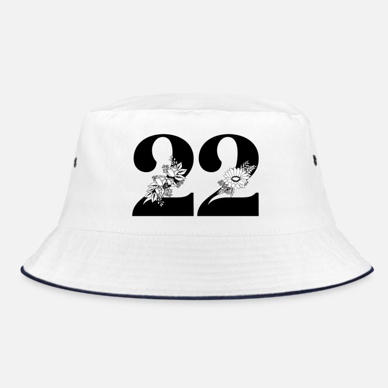 Nummer 22 Schwarze Blumen -22. Blumengeburtstag Bucket Hat