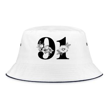 Numéro 91 floral noir - 91e anniversaire floral - Bob - blanc/marine - Devant