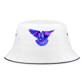 Taube blau - Bucket Hat - Weiß/Navy - Vorne