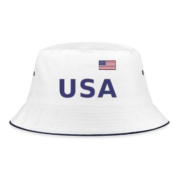 TEAM United States American Flag Banner Over Font - Bucket Hat - white/navy - Front