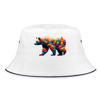 Bear - Bucket Hat - white/navy - Front