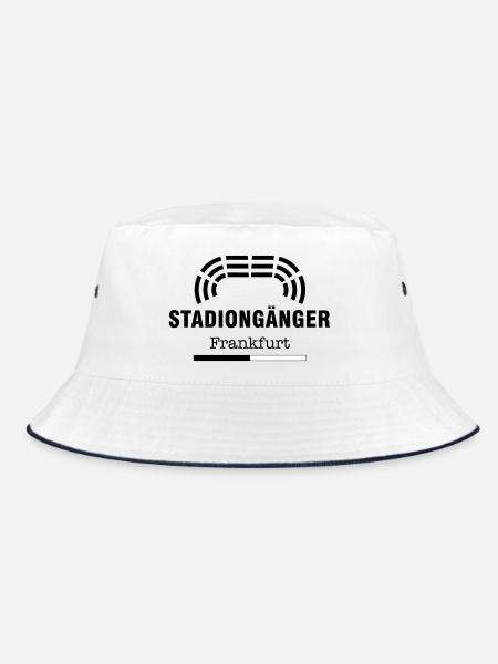 Frankfurt Stadiongänger – Geschenk Fußball Fan - Bucket Hat - Weiß/Navy - Vorne