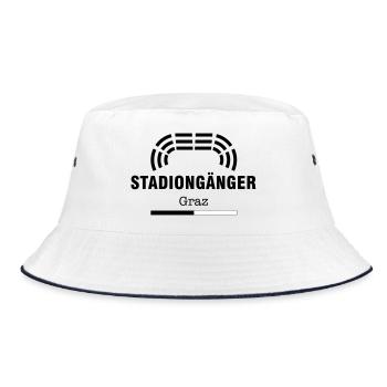Graz Stadiongänger – Geschenk Fußball Fan - Bucket Hat - Weiß/Navy - Vorne