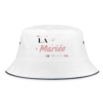 Die Braut Pink Arrow - Bucket Hat - Weiß/Navy - Vorne