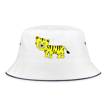 Tiger Lustig - Bucket Hat - Weiß/Navy - Vorne