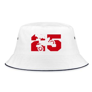 Moto 25 Biker - Bucket Hat - Weiß/Navy - Vorne